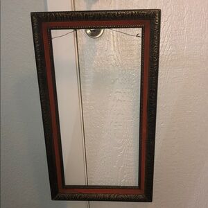 VINTAGE WOOD CARVED FRAME WITH ORANGE INLAY 12” x 24”